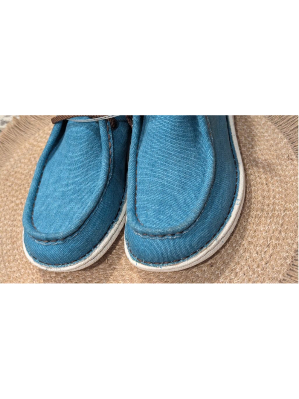 Justin Women's Casual Canvas Lace-Up Shoes Blue Brown Size 10 - Picture 9 of 12